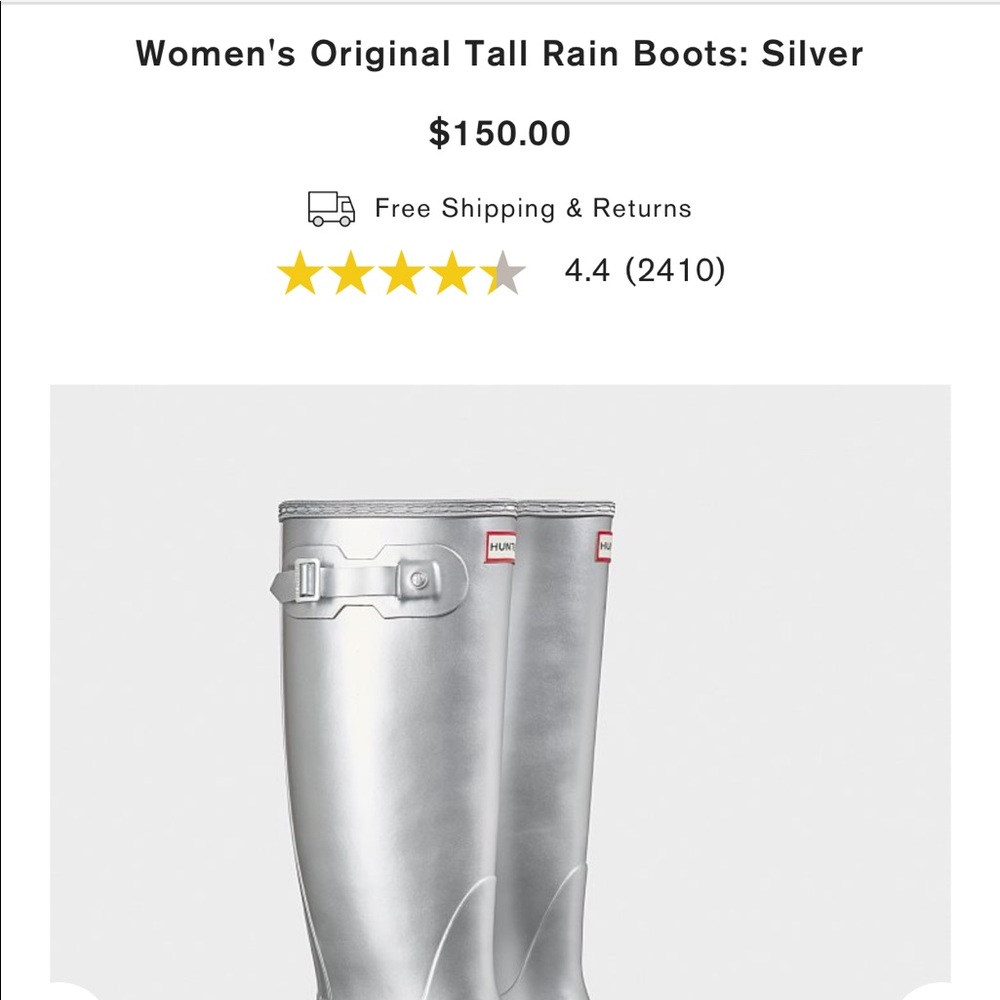 Hunter Women’s Original Tall Rain Boots - Silver